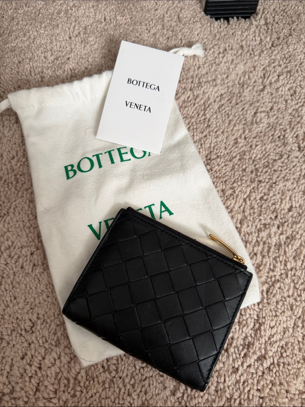 Bottega Veneta Black Intrecciato Zip Wallet